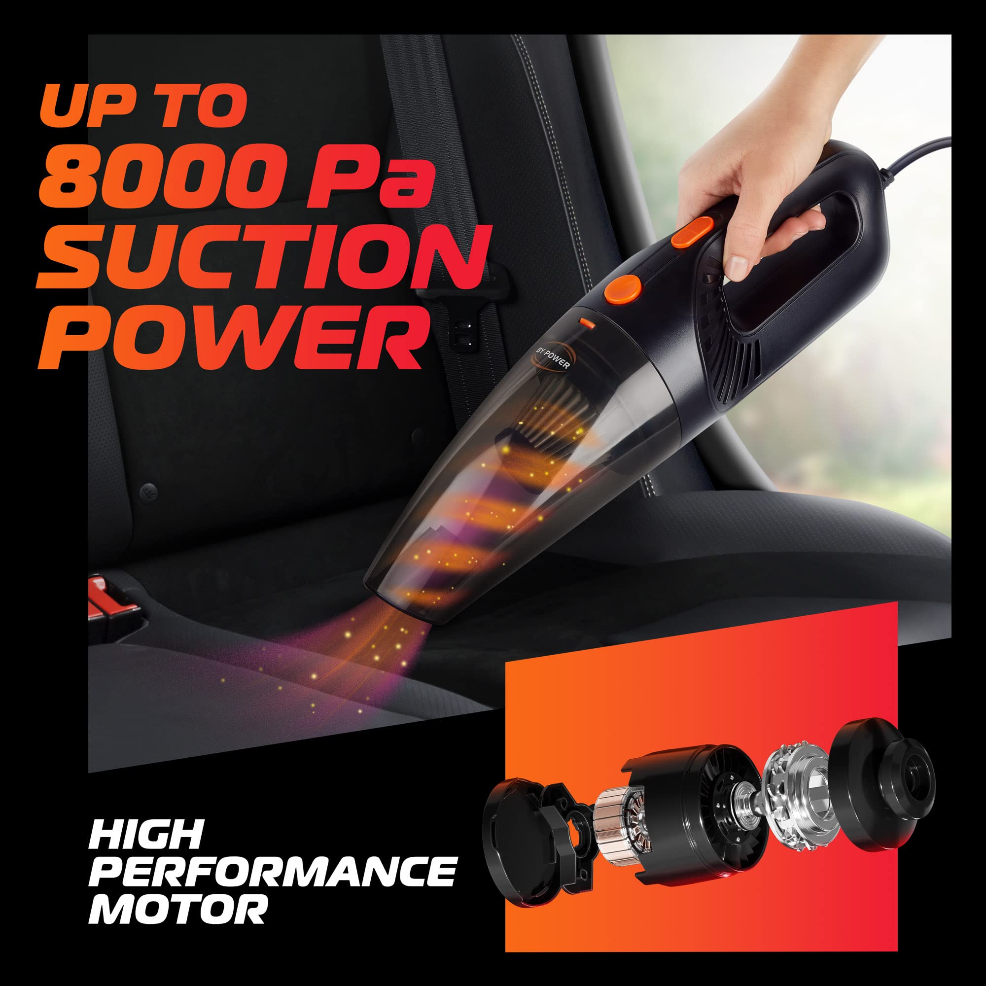 Amazon.co.jp: BY-POWER 車用掃除機 ポータブルハイパワーミニ